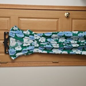 NWOT Sonoma Green and Blue Floral Dress